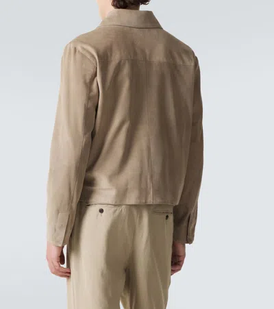 Stòffa Suede Blouson Jacket In Brown
