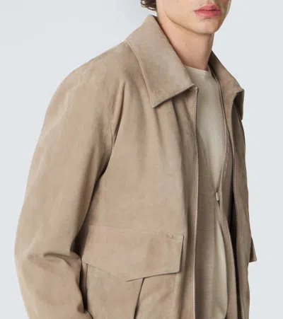 Stòffa Suede Blouson Jacket In Brown