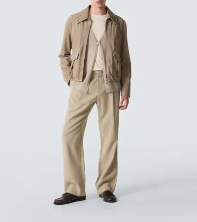 Stòffa Suede Blouson Jacket In Brown