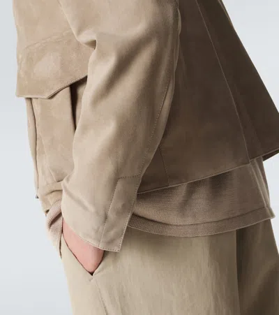 Stòffa Suede Blouson Jacket In Brown