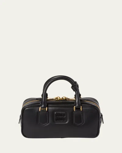 Miu Miu Smooth Shoulder Bag Adjustable Strap In Black