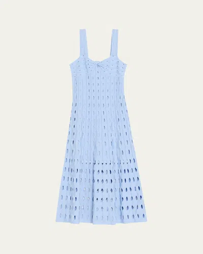 Simkhai Christina Knit Twist-front Midi Dress In Blue