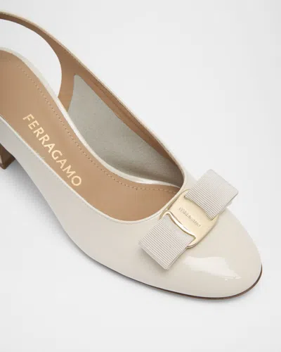 Ferragamo Women Mascarpone Vara Bow Slingback Pumps In Neutral