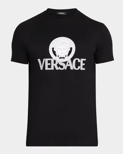Versace Man T-shirt Black Size L Cotton In Multi