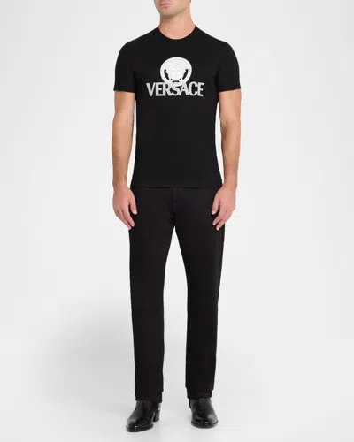 Versace Man T-shirt Black Size L Cotton In Multi