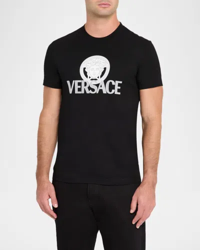 Versace Man T-shirt Black Size L Cotton In Multi