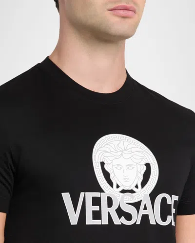 Versace Man T-shirt Black Size L Cotton In Multi