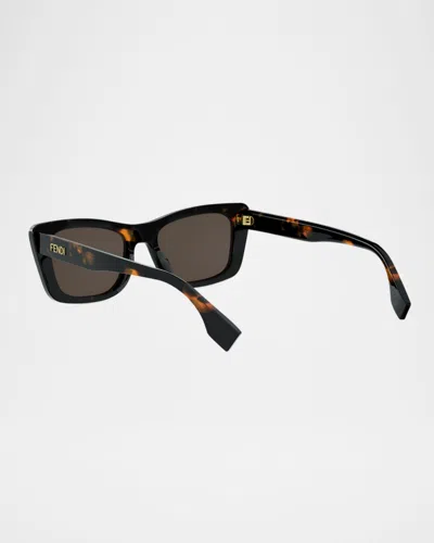 Fendi Lettering Acetate Rectangular Sunglasses In Black