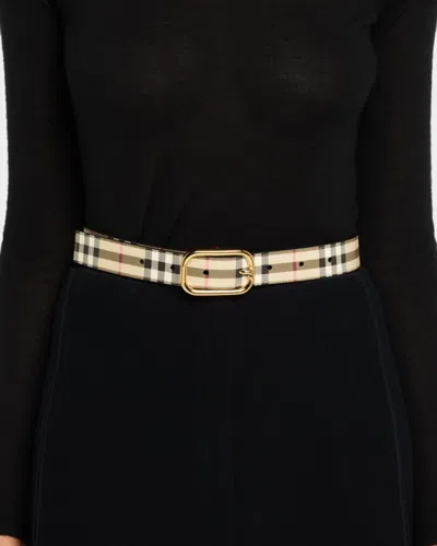 Burberry Check Pattern Belt For Women In Brown