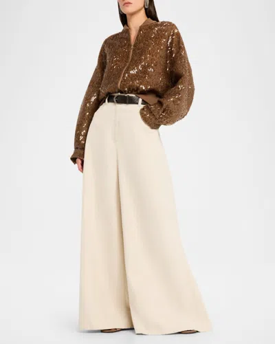 Brunello Cucinelli Sequined Silk Bomber Jacket In Multi