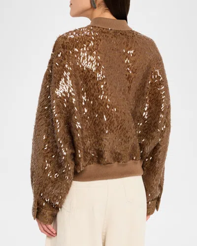 Brunello Cucinelli Sequined Silk Bomber Jacket In Multi