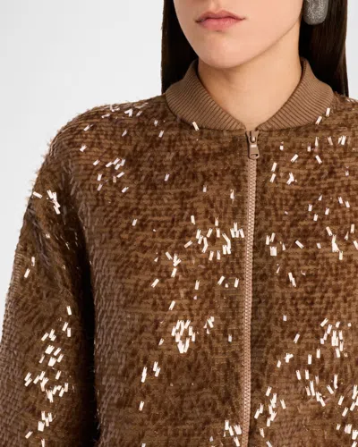 Brunello Cucinelli Sequined Silk Bomber Jacket In Multi