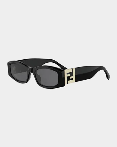 Fendi Fe40204i Rectangular Acetate Sunglasses In Black