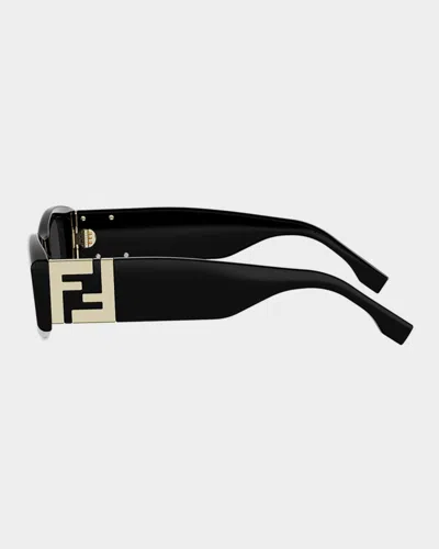 Fendi Fe40204i Rectangular Acetate Sunglasses In Black