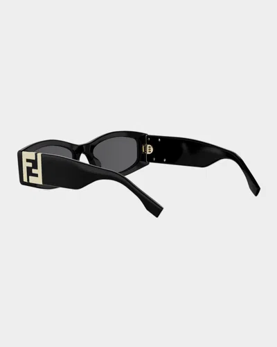 Fendi Fe40204i Rectangular Acetate Sunglasses In Black
