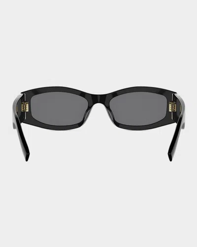 Fendi Fe40204i Rectangular Acetate Sunglasses In Black