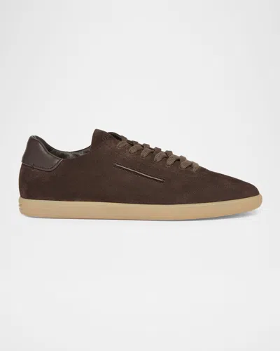 Zegna Suede Low Profile Sneakers Rubber Sole In Multi
