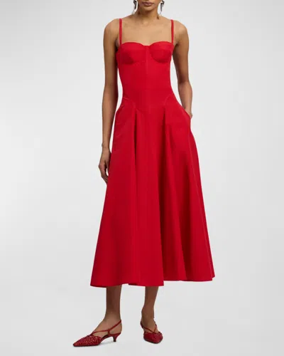 Ralph Lauren Marigot Paneled Cotton-blend Poplin Maxi Dress In Red