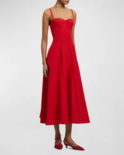 Ralph Lauren Marigot Paneled Cotton-blend Poplin Maxi Dress In Red