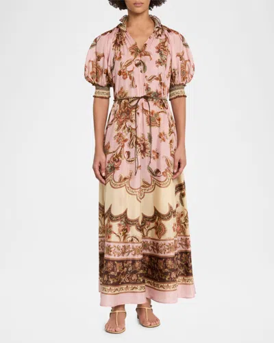 Zimmermann Womens Mauve Jacobean Aster Billow Silk Maxi Dress Xl In Multi