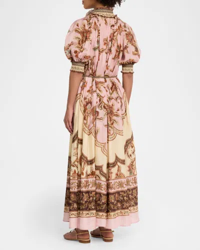 Zimmermann Womens Mauve Jacobean Aster Billow Silk Maxi Dress Xl In Multi