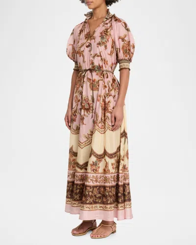 Zimmermann Womens Mauve Jacobean Aster Billow Silk Maxi Dress Xl In Multi