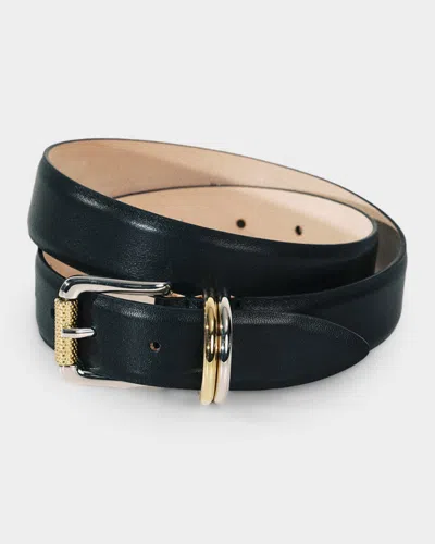 Dehanche Alegra Mixed Metal Leather Belt In Black