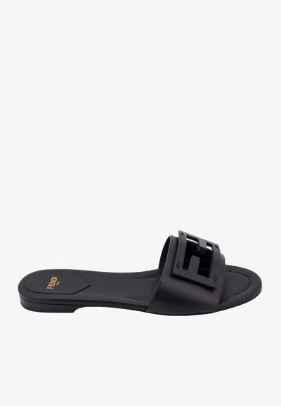 Fendi Wide-band Slide Sandals With Ff Baguette Motif In Multi