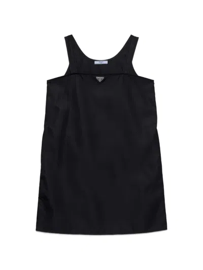 Prada Crepe Mini Dress With Bows In Black
