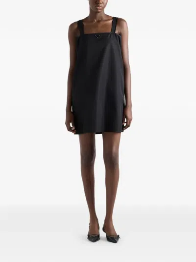 Prada Crepe Mini Dress With Bows In Black