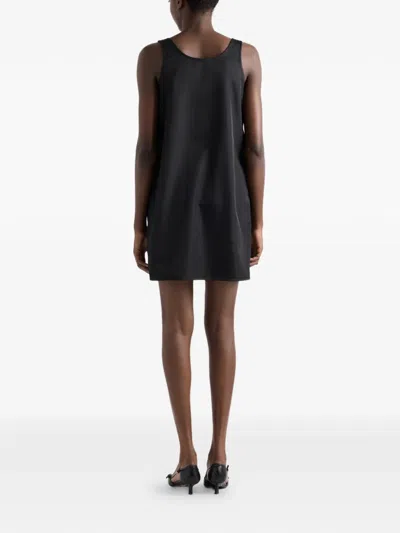 Prada Crepe Mini Dress With Bows In Black