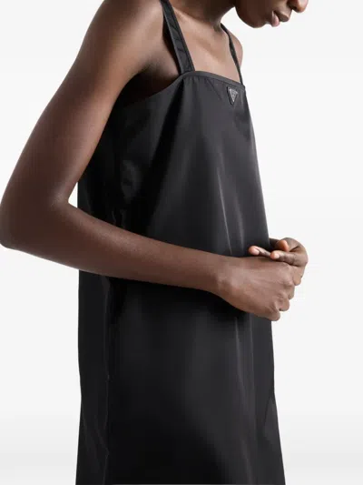 Prada Crepe Mini Dress With Bows In Black