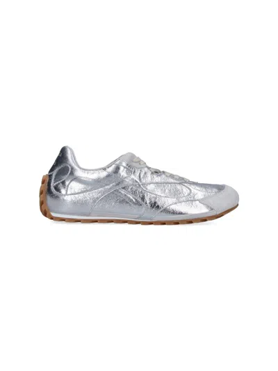 Bottega Veneta Men Silver Laminated Leather Orbit Flash Sneakers In Metallic