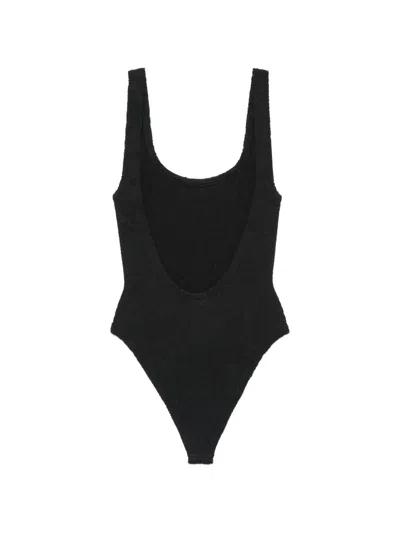 Hunza G Square Neck One-piece Swimsuit With Deep U-back In Black