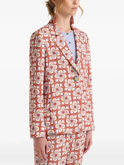 Maliparmi Patterned Single-breasted Blazer In Brown