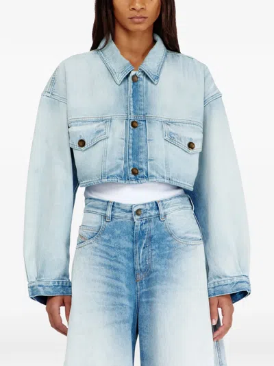 Diesel Cropped Embroidered Jacket In Blue