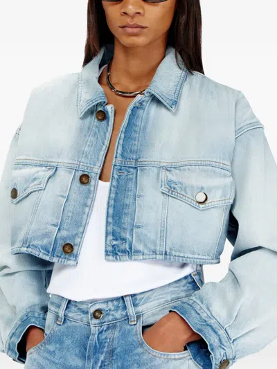 Diesel Cropped Embroidered Jacket In Blue