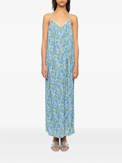 Zadig & Voltaire Womens Pear Ristym Printed Woven Maxi Dress In Blue