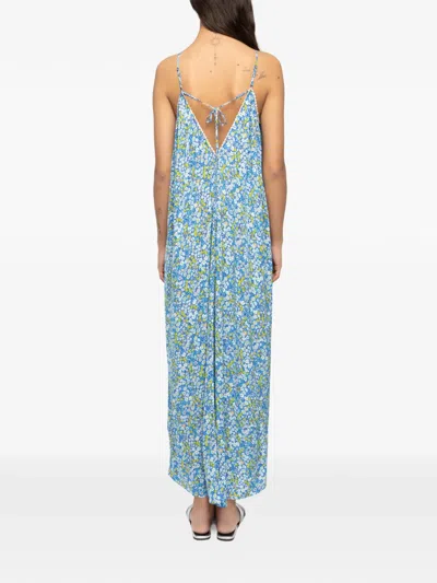 Zadig & Voltaire Womens Pear Ristym Printed Woven Maxi Dress In Blue
