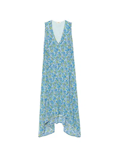 Zadig & Voltaire Womens Pear Rerol Floral-print Woven Midi Dress Xs In Blue