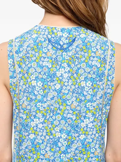 Zadig & Voltaire Womens Pear Rerol Floral-print Woven Midi Dress Xs In Blue