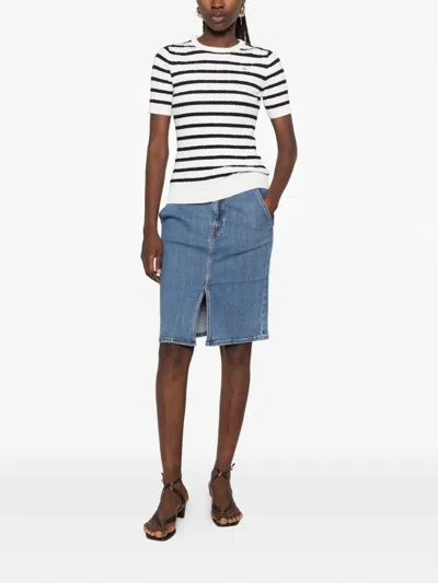 Gant Horizontal-stripe Cable-knit T-shirt In Multi