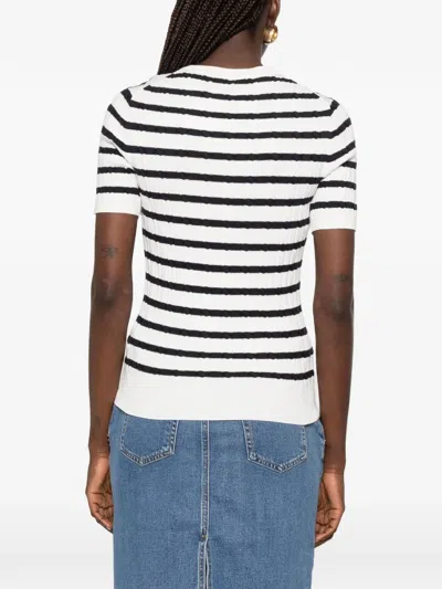 Gant Horizontal-stripe Cable-knit T-shirt In Multi