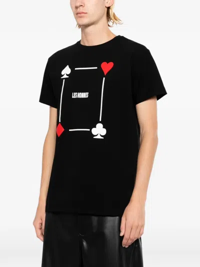 Les Hommes Printed T-shirt In Black