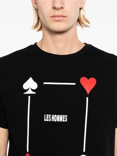 Les Hommes Printed T-shirt In Black