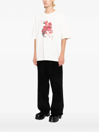 Les Hommes Printed T-shirt In White