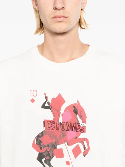 Les Hommes Printed T-shirt In White