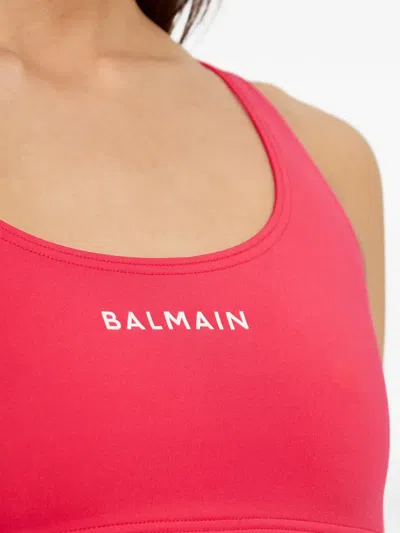 Balmain Logo-print Bikini In Red
