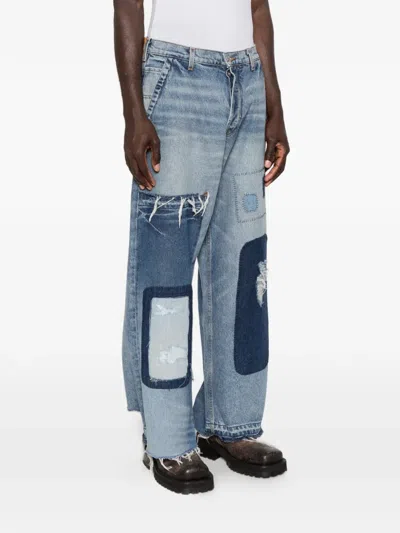 Gallery Dept. Patchwork Distressed Jeans In Blue