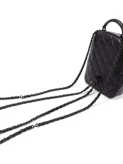 Pre-owned Chanel Cc Quilted Backpack In Black